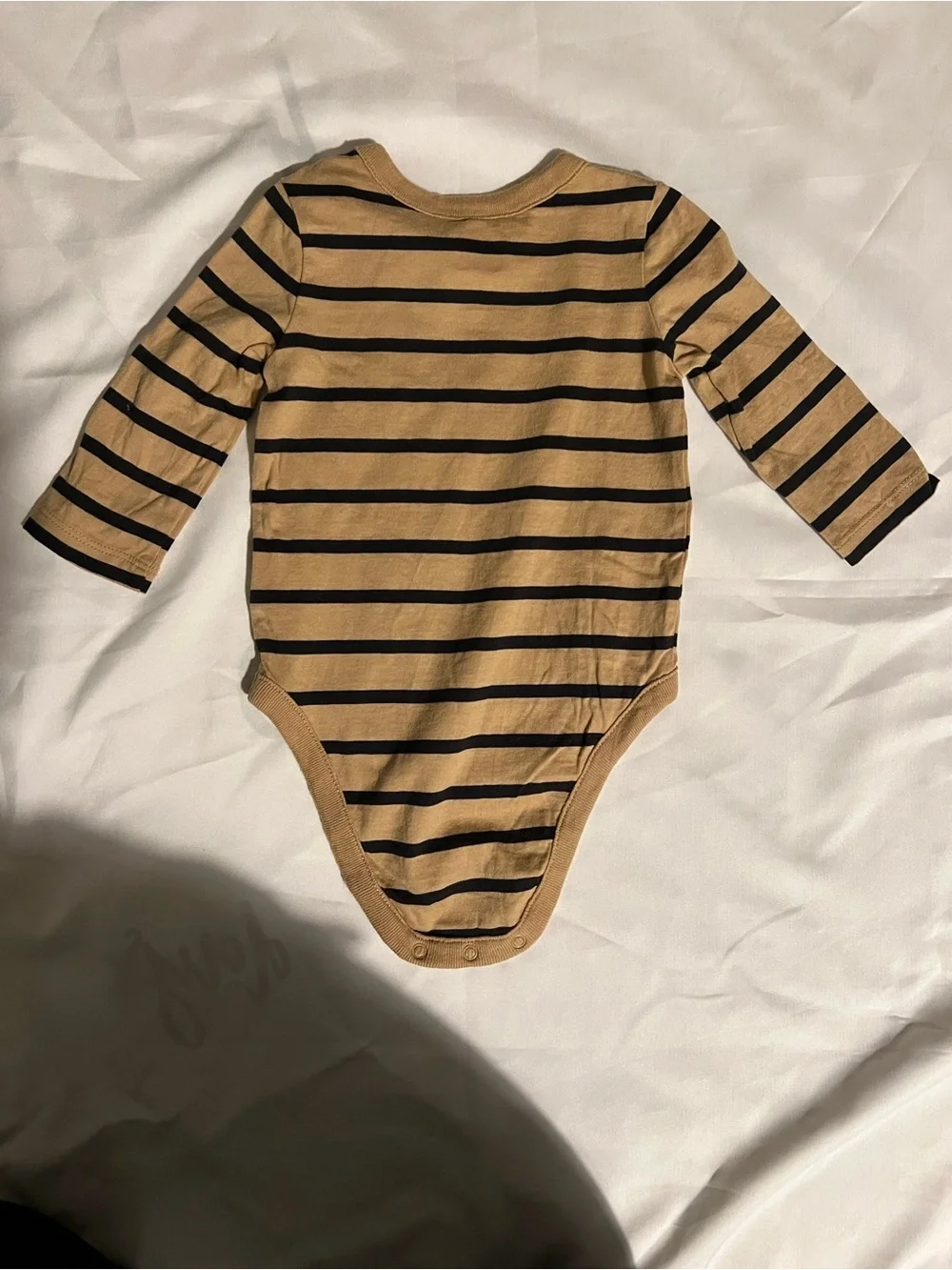 Set of Three Baby Gap Long Sleeve One-Piece Bodysuits Black, Gray, Tan Stripe